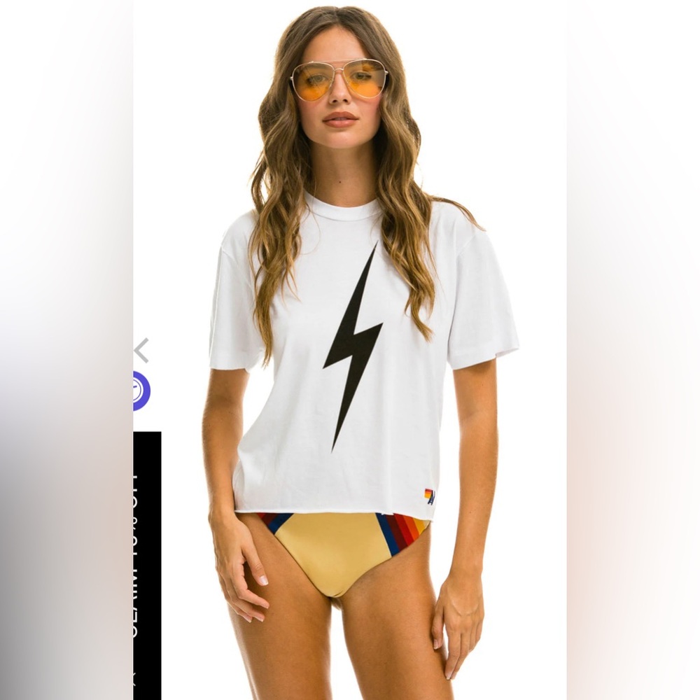 White aviator nation bolt t shirt